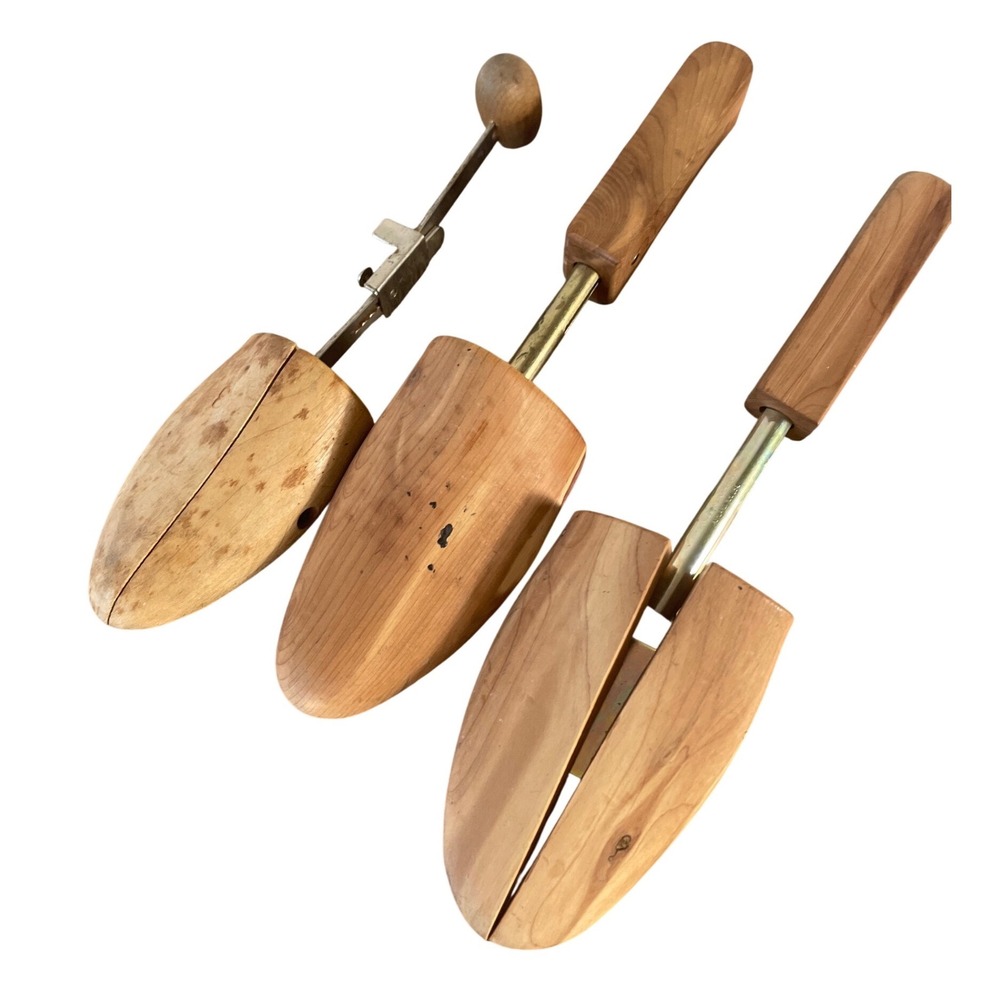 Vintage Wooden Shoe Trees Pair Adjustable Split Toe Shoe‎ Stretchers Forms